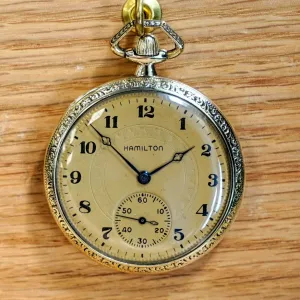 1922 HAMILTON Dress Pocket Watch Openface 12s Grade 910 17 Jewels Adjusted Engraved Case