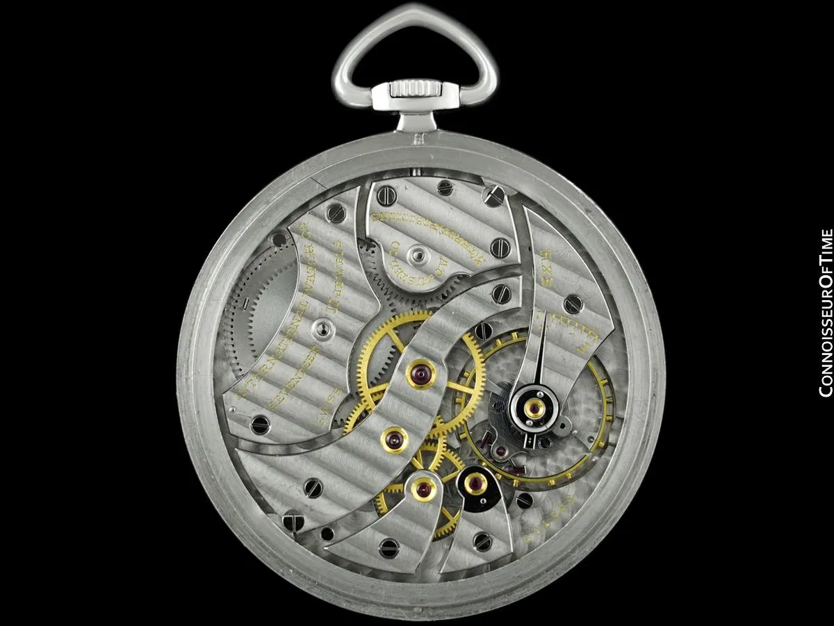 1928 Tiffany & Co. by IWC & Cresarrow Vintage Art Deco Mens Pocket Watch - Platinum & Diamonds
