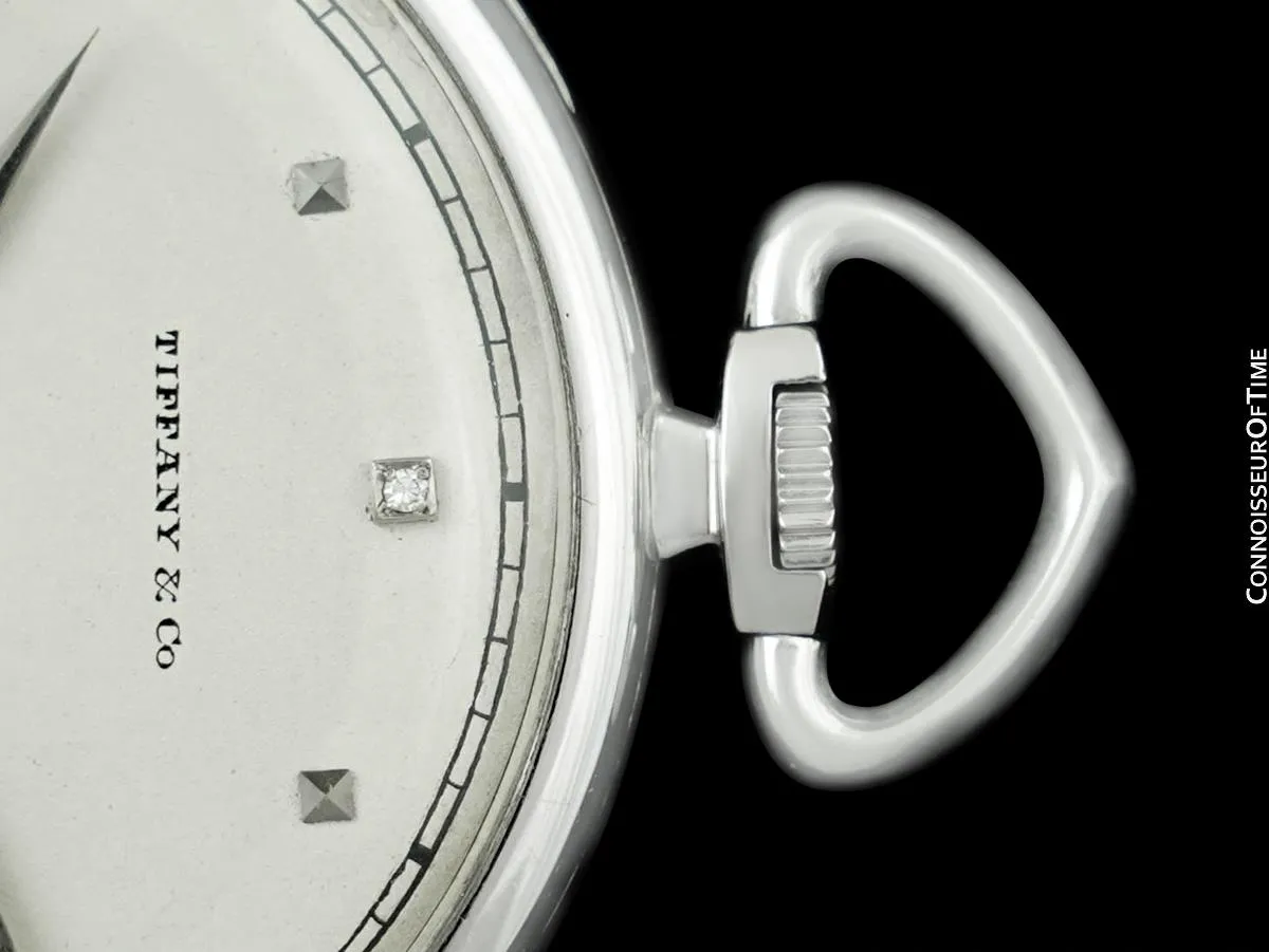 1928 Tiffany & Co. by IWC & Cresarrow Vintage Art Deco Mens Pocket Watch - Platinum & Diamonds