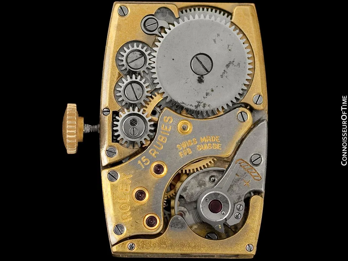 1938 Rolex Art Deco Mens "Prince Elegante" Watch - 14K Gold & Diamonds