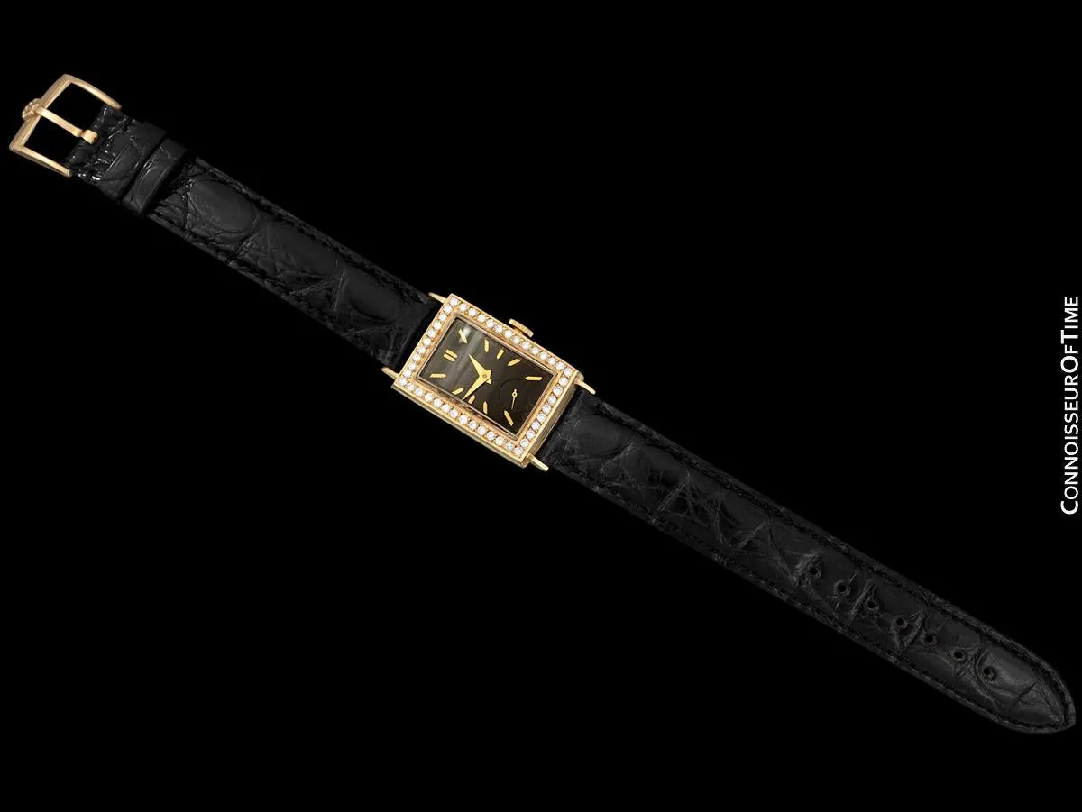 1938 Rolex Art Deco Mens "Prince Elegante" Watch - 14K Gold & Diamonds