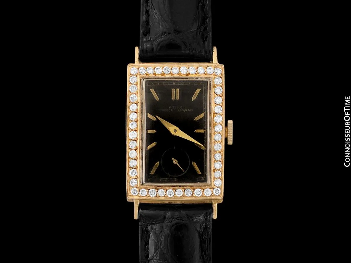1938 Rolex Art Deco Mens "Prince Elegante" Watch - 14K Gold & Diamonds