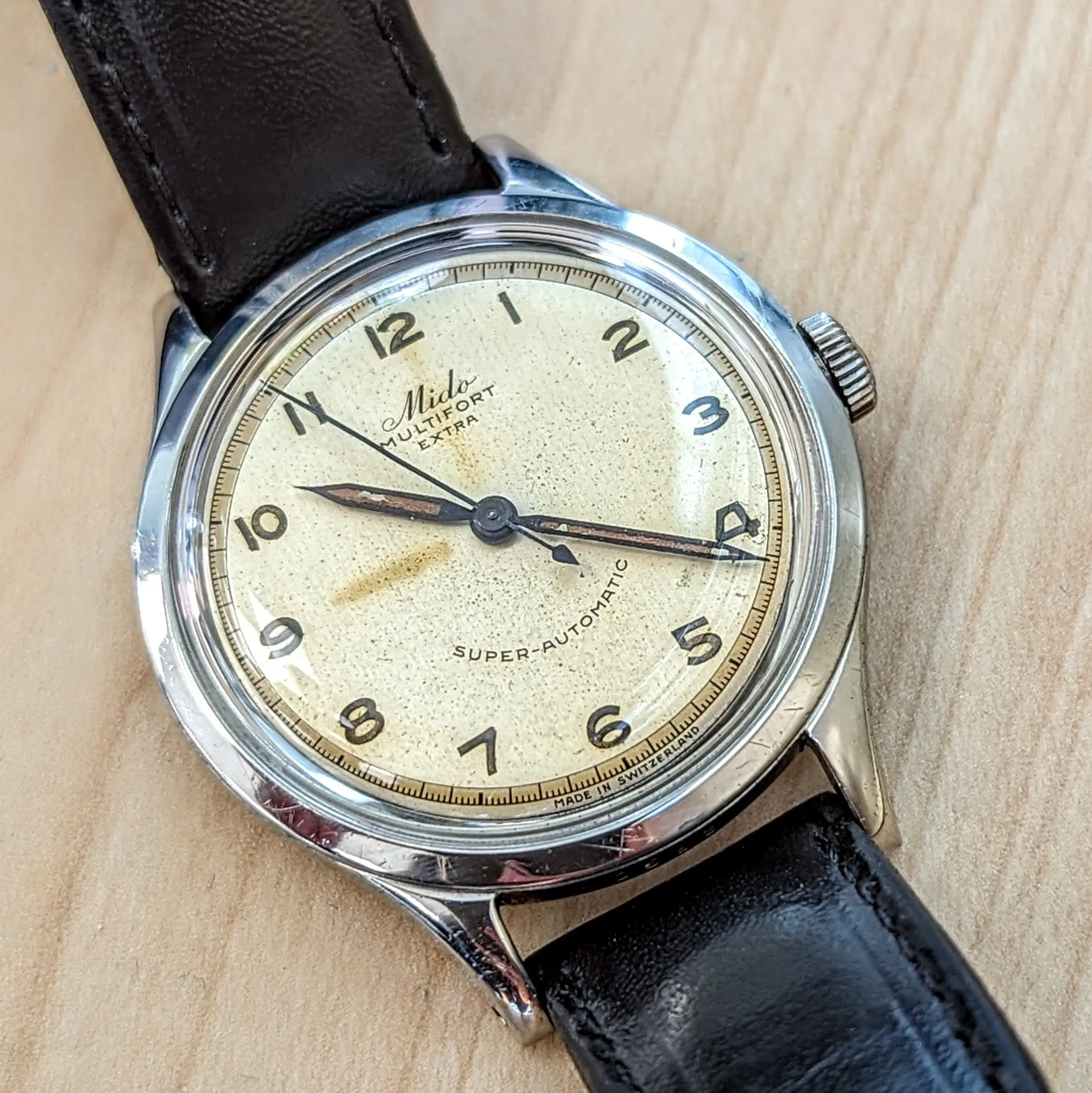 1940s MIDO Multifort Extra Super-Automatic Wristwatch 17 Jewels Bumper Automatic Cal. 917 Watch