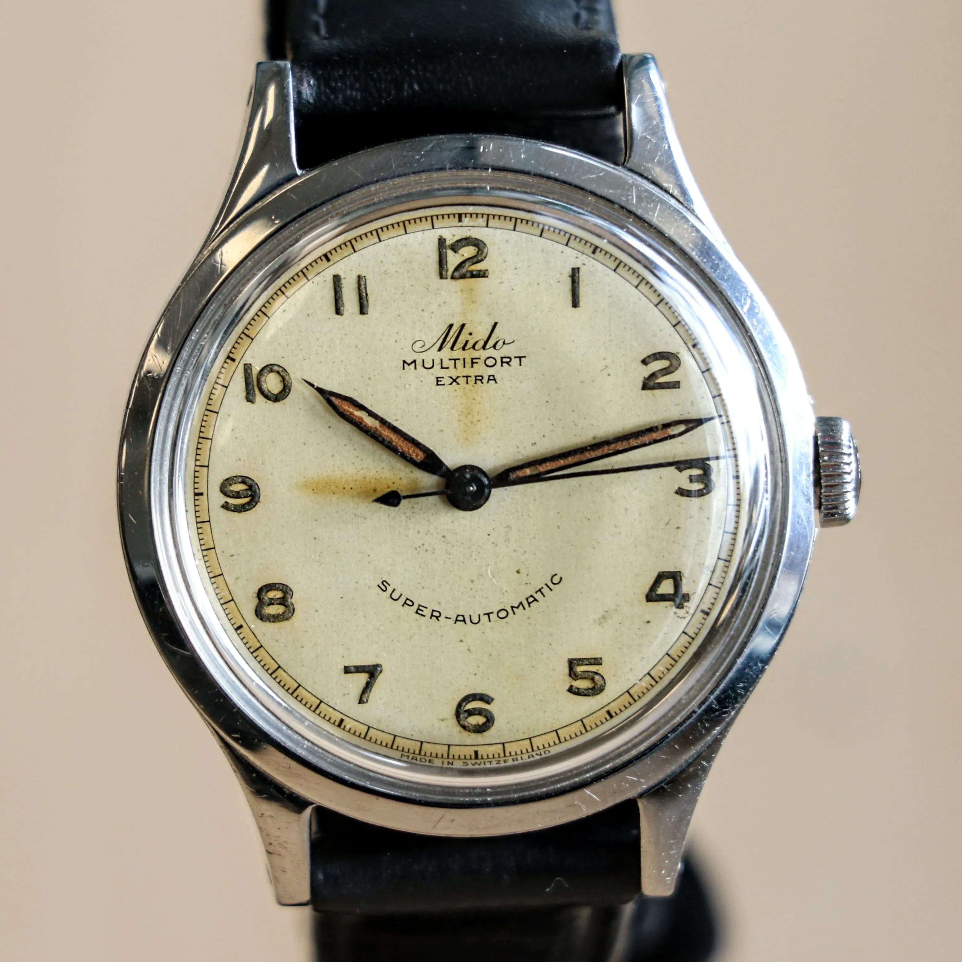 1940s MIDO Multifort Extra Super-Automatic Wristwatch 17 Jewels Bumper Automatic Cal. 917 Watch