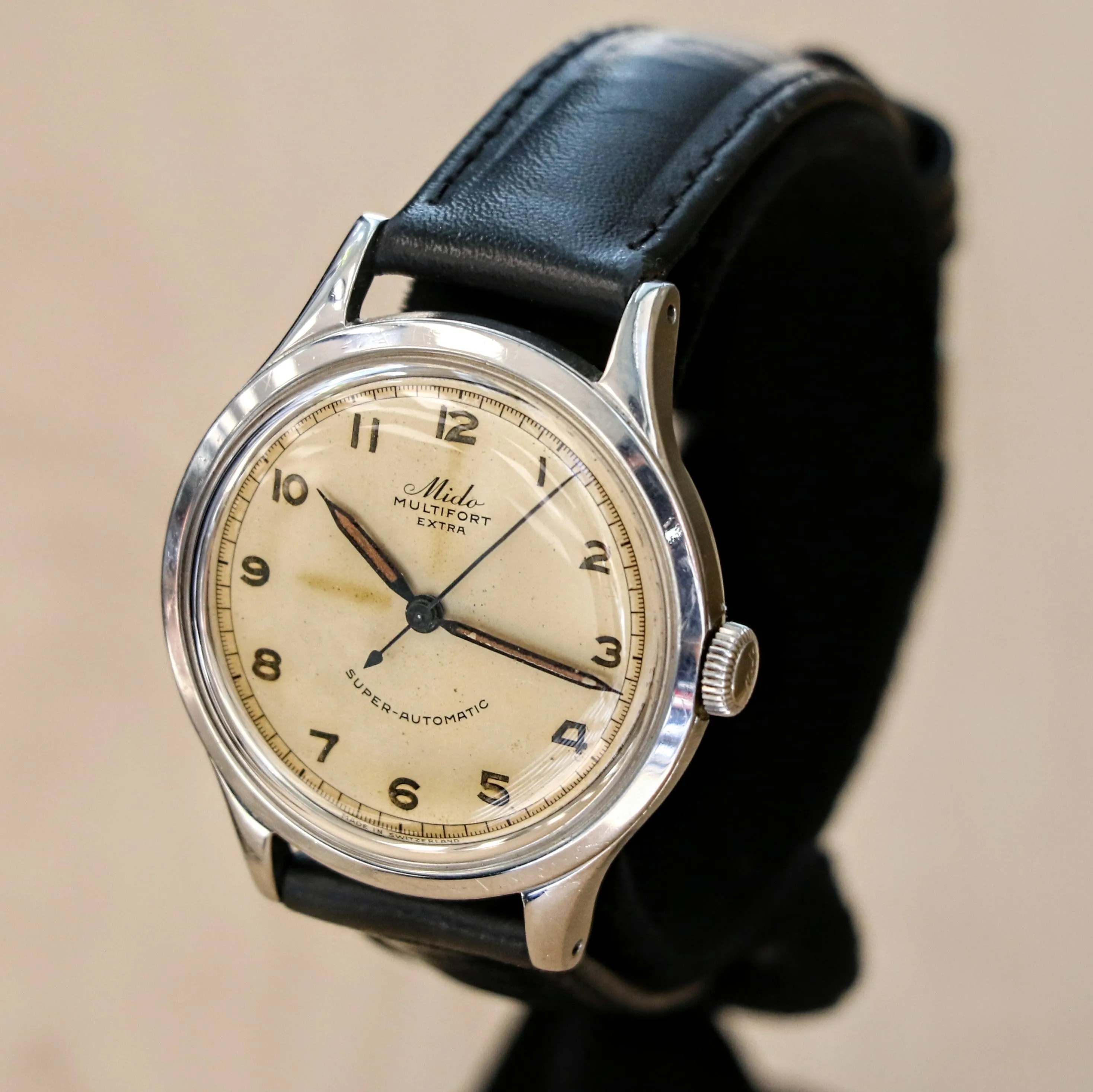 1940s MIDO Multifort Extra Super-Automatic Wristwatch 17 Jewels Bumper Automatic Cal. 917 Watch