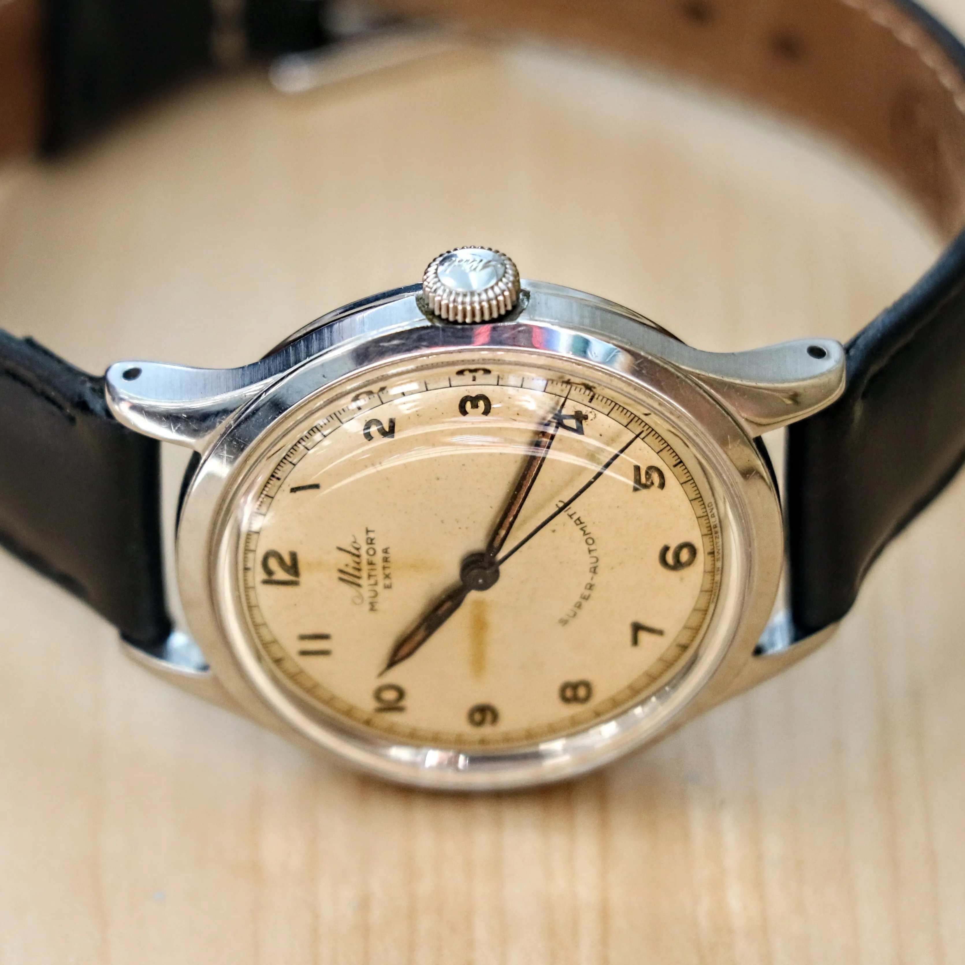 1940s MIDO Multifort Extra Super-Automatic Wristwatch 17 Jewels Bumper Automatic Cal. 917 Watch