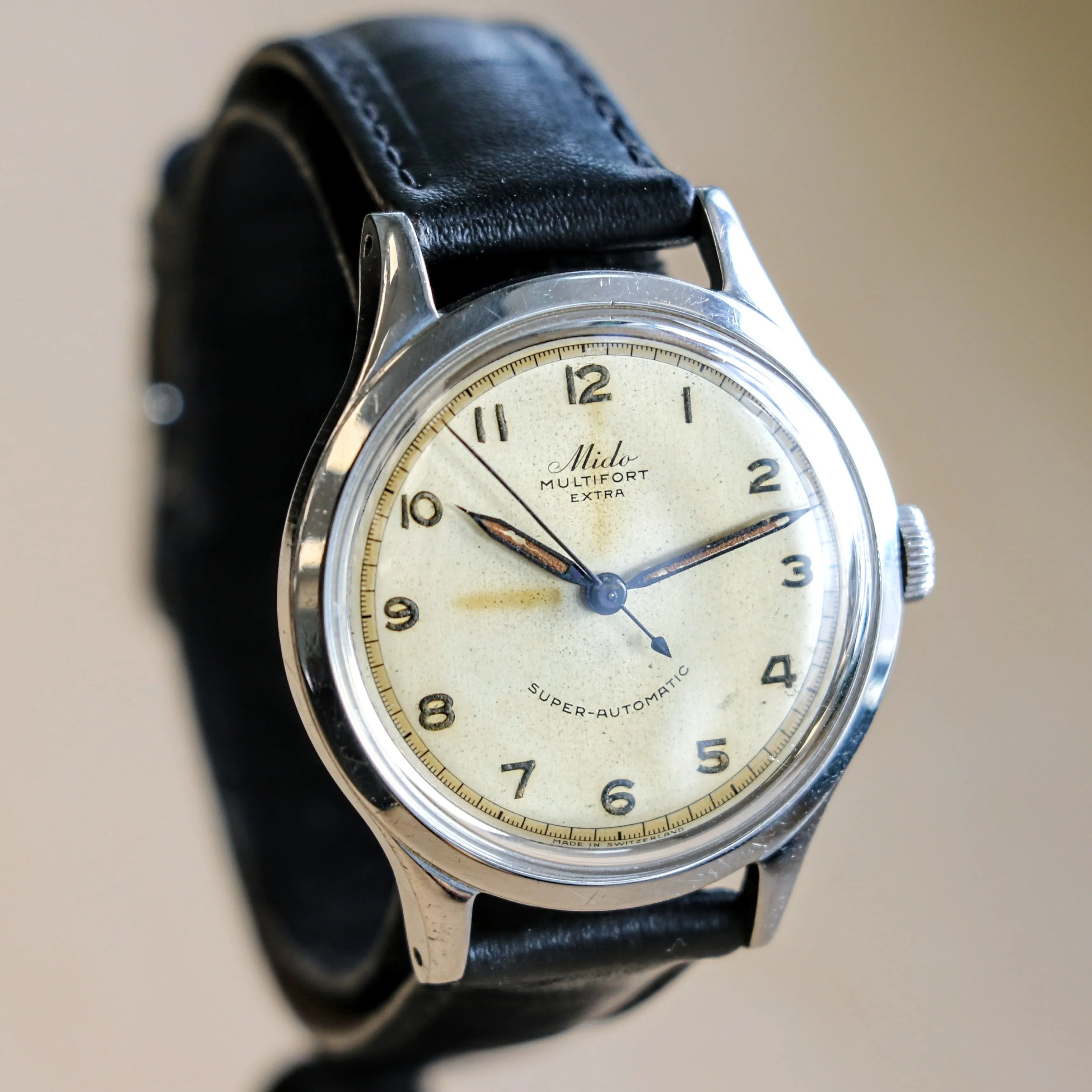 1940s MIDO Multifort Extra Super-Automatic Wristwatch 17 Jewels Bumper Automatic Cal. 917 Watch