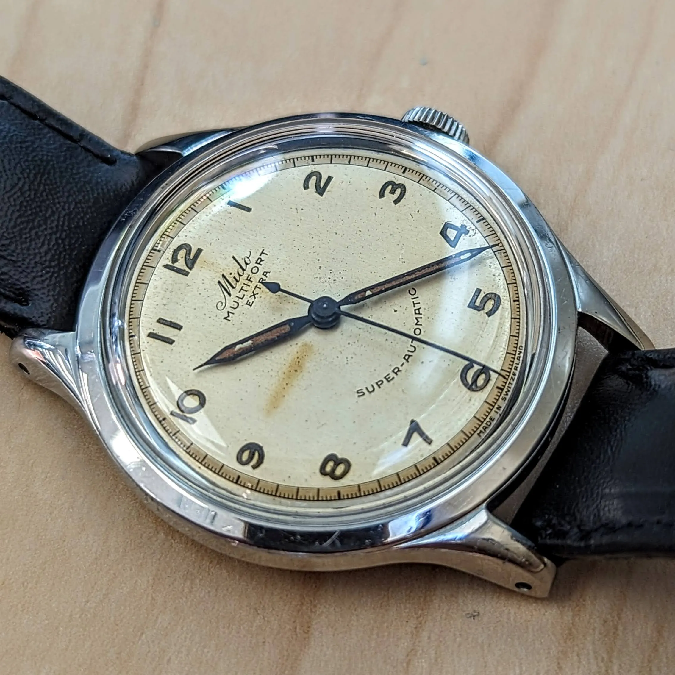 1940s MIDO Multifort Extra Super-Automatic Wristwatch 17 Jewels Bumper Automatic Cal. 917 Watch