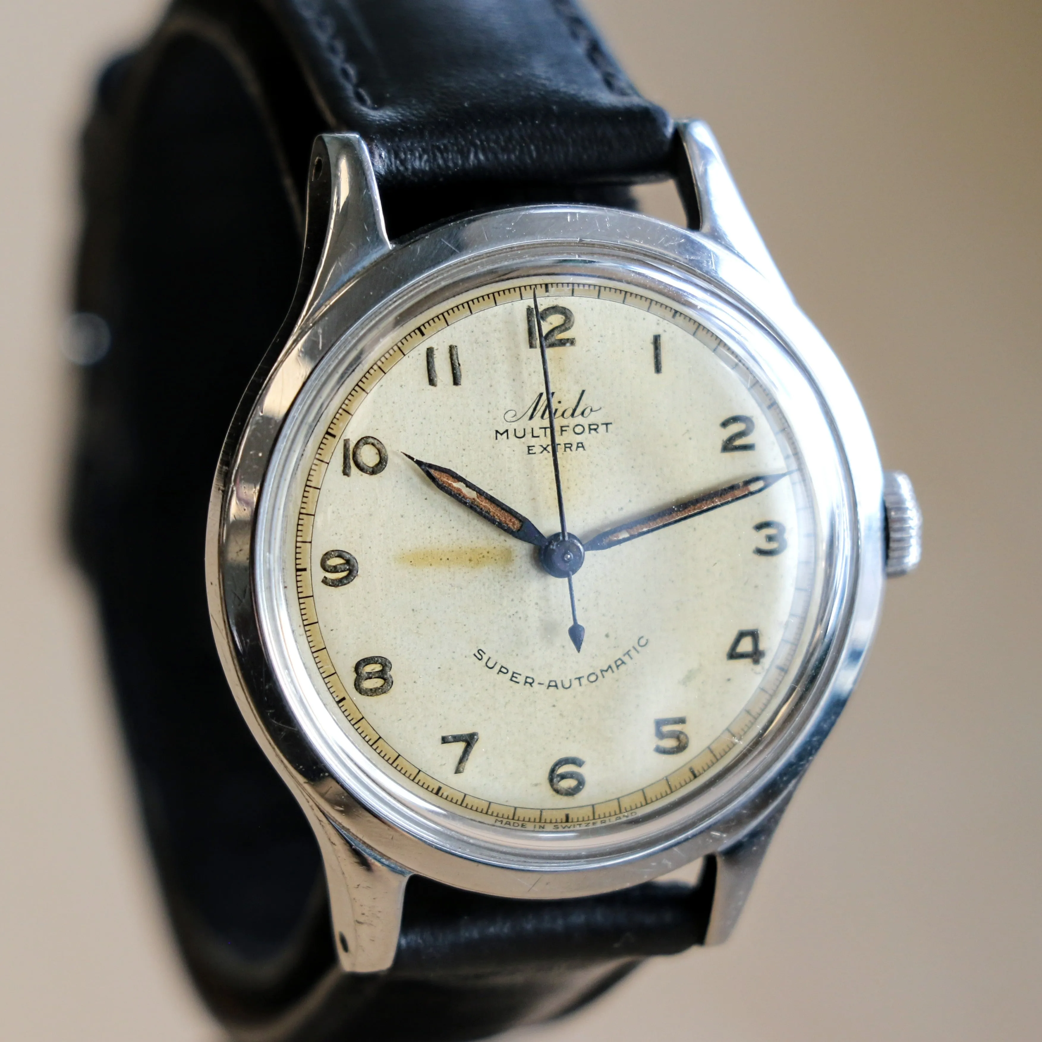 1940s MIDO Multifort Extra Super-Automatic Wristwatch 17 Jewels Bumper Automatic Cal. 917 Watch