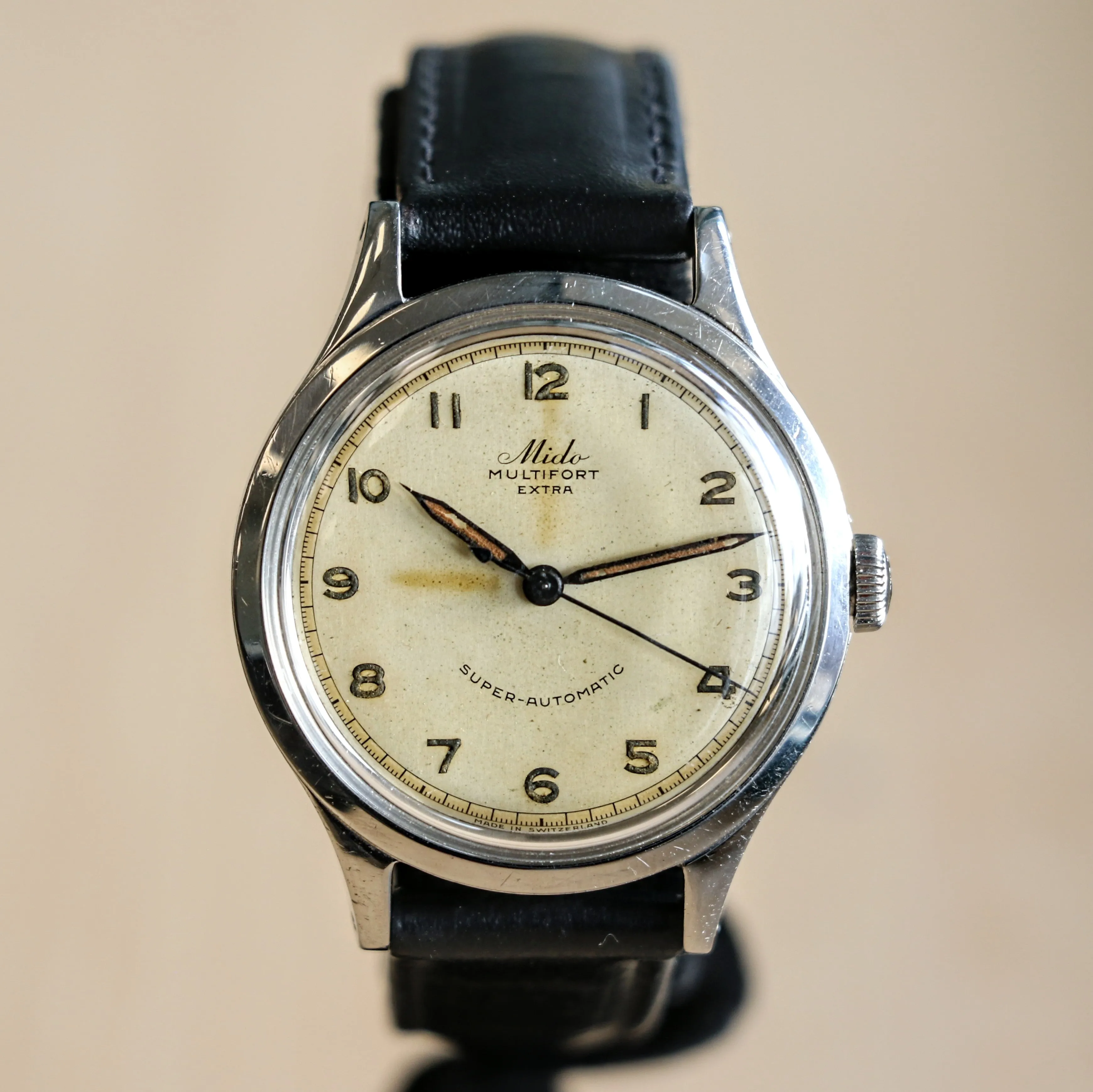 1940s MIDO Multifort Extra Super-Automatic Wristwatch 17 Jewels Bumper Automatic Cal. 917 Watch