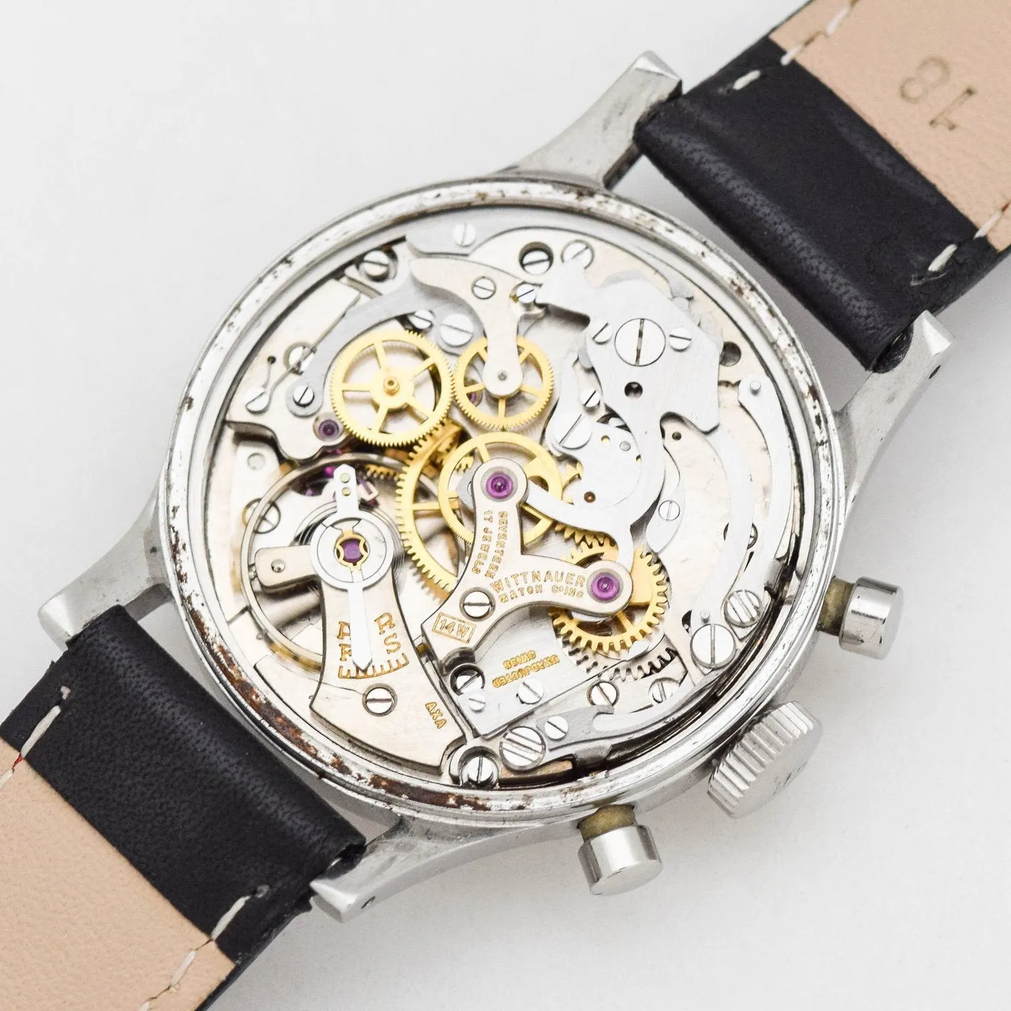 1950's Vintage Wittnauer Ref. 3256 2-Register Chronograph Stainless Steel Watch (# 14470)
