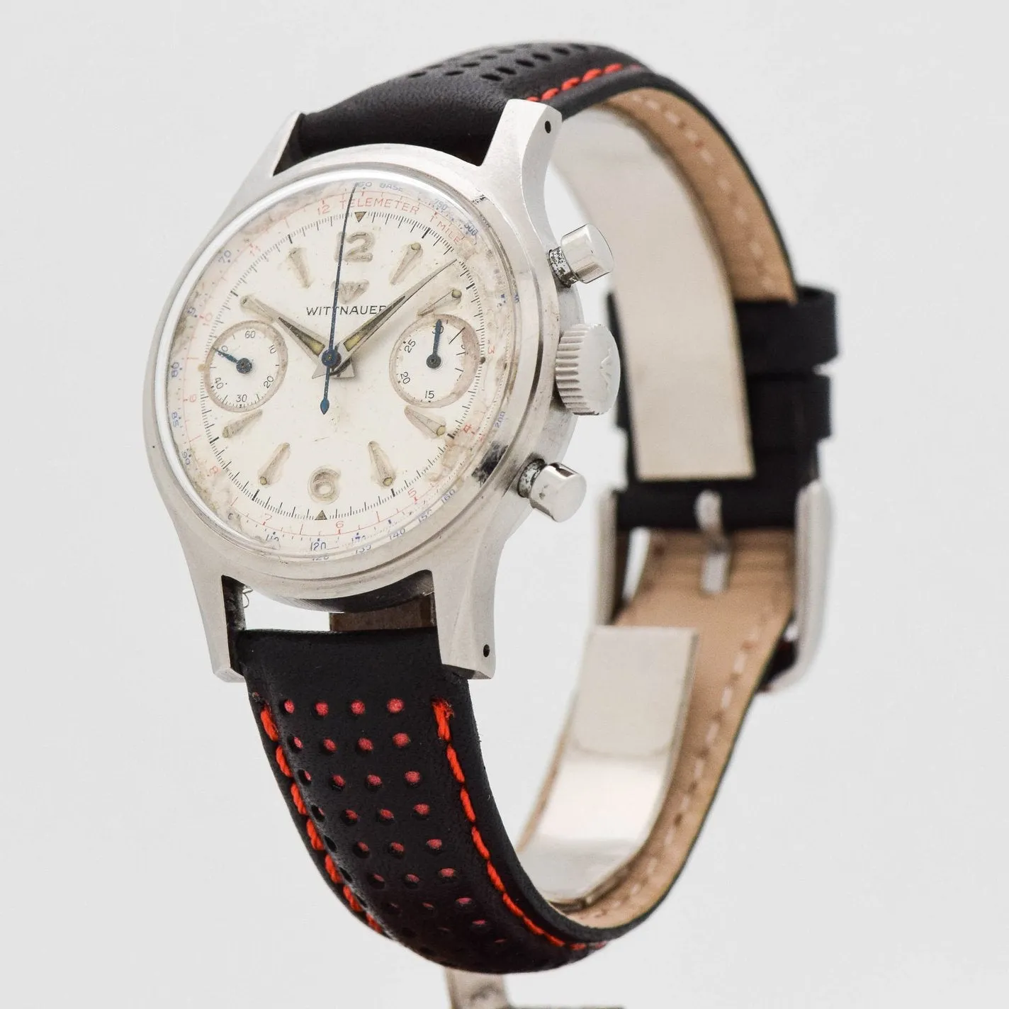 1950's Vintage Wittnauer Ref. 3256 2-Register Chronograph Stainless Steel Watch (# 14470)
