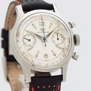 1950's Vintage Wittnauer Ref. 3256 2-Register Chronograph Stainless Steel Watch (# 14470)