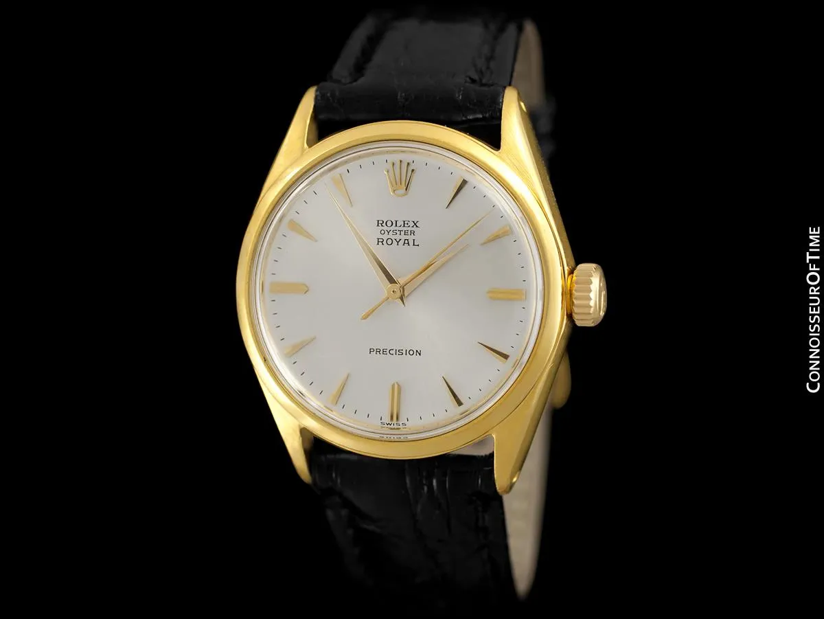 1960 Rolex Oyster Royal Classic Vintage Mens Handwound Watch - 18K Gold Plated & Stainless Steel