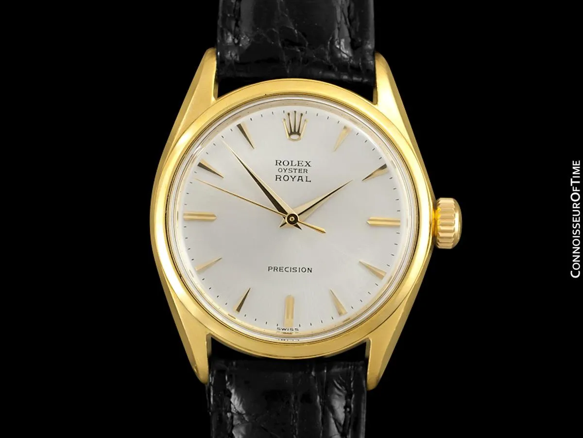 1960 Rolex Oyster Royal Classic Vintage Mens Handwound Watch - 18K Gold Plated & Stainless Steel