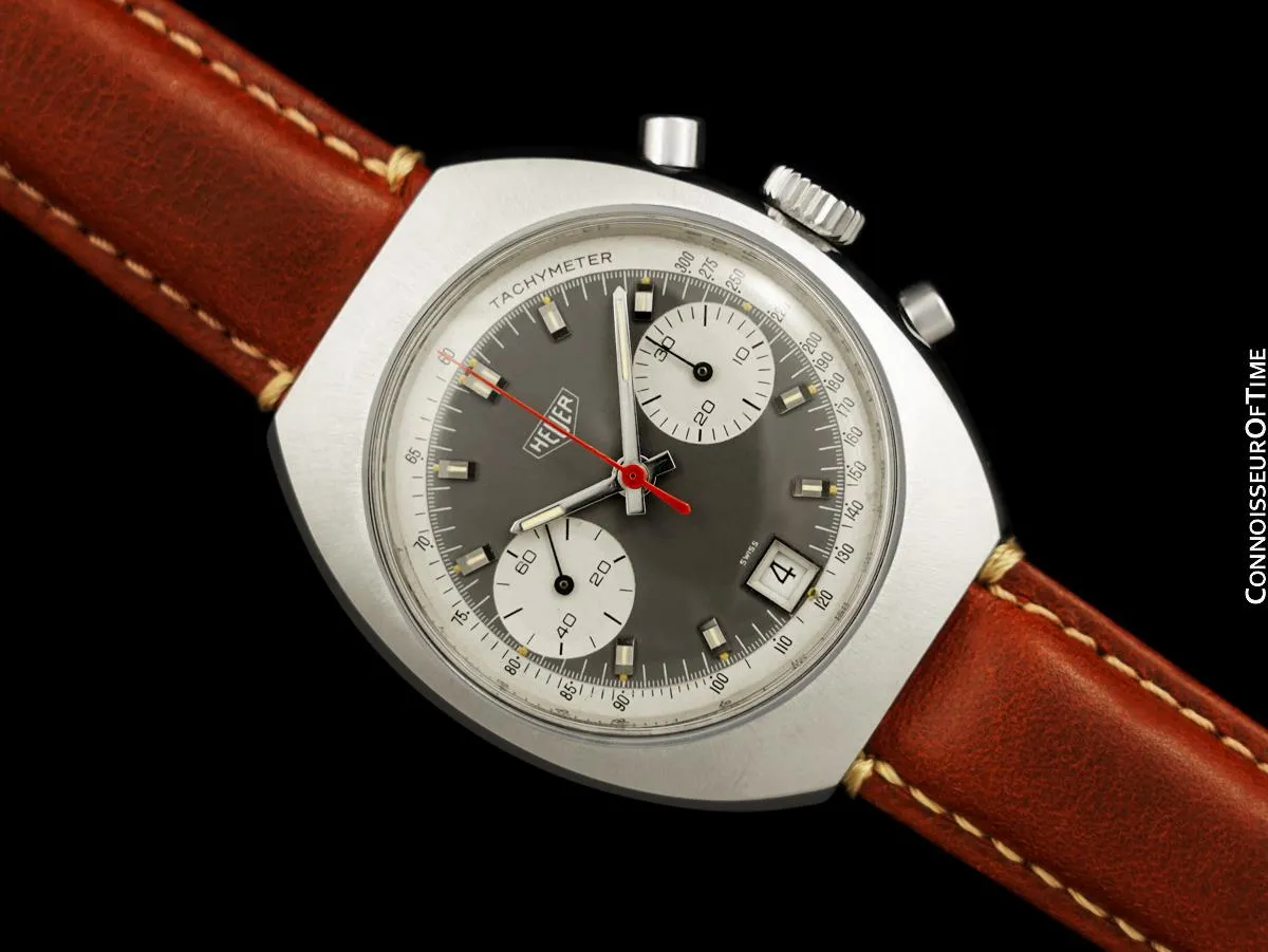 1960's Heuer Retro Vintage Valjoux 7734 Chronograph Mens Watch - Stainless Steel
