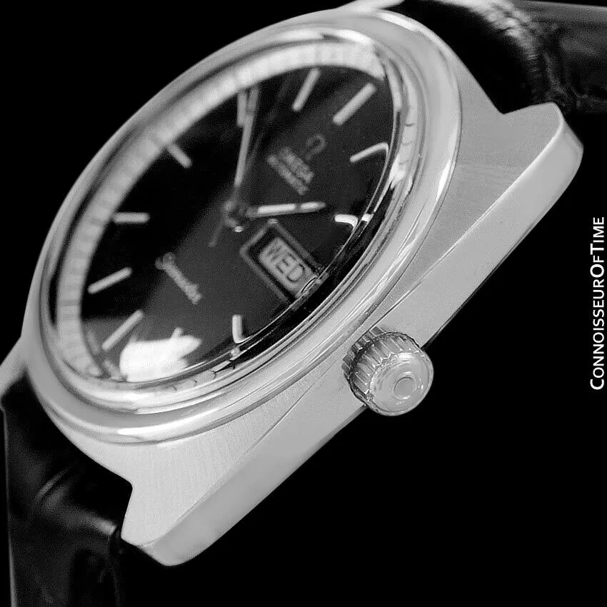1960's Omega Vintage Mens Seamaster Retro, Day Date, Large 38mm Automatic Watch - Stainless Steel