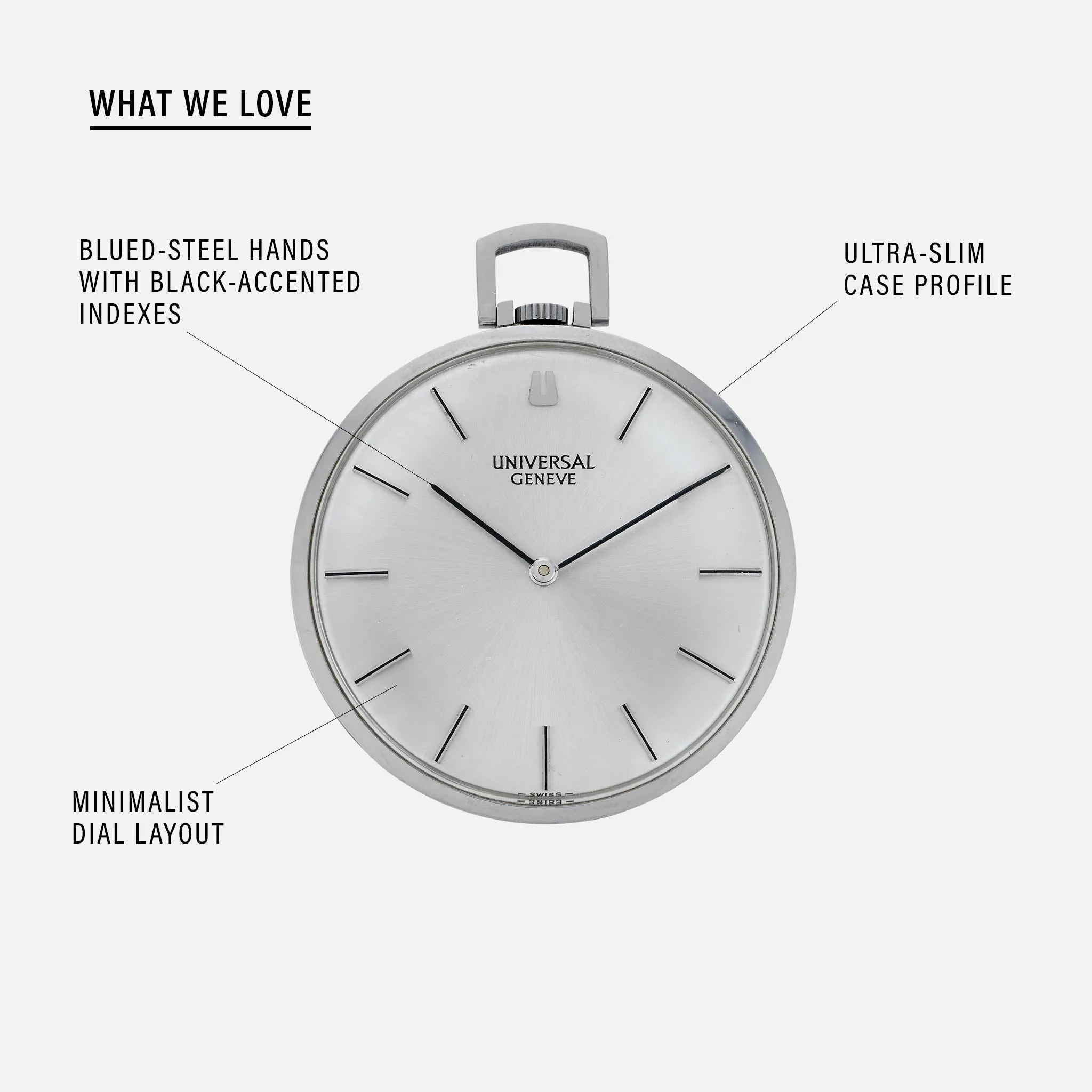 1960s Universal Genève Ultra-Slim Pocket Watch In Steel