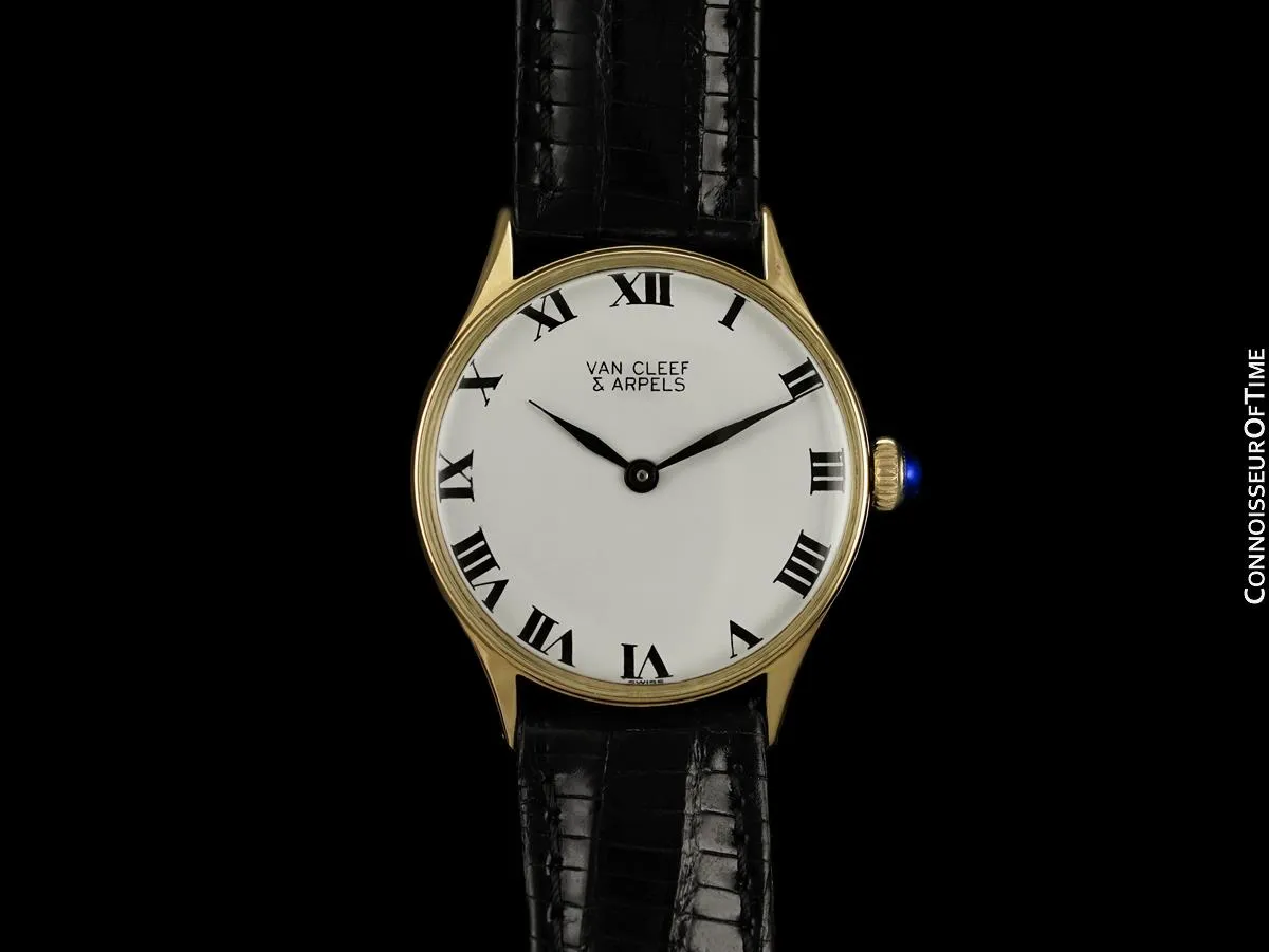 1960's Van Cleef & Arpels VCA Vintage Mens Midsize Unisex Dress Watch - 14K Gold