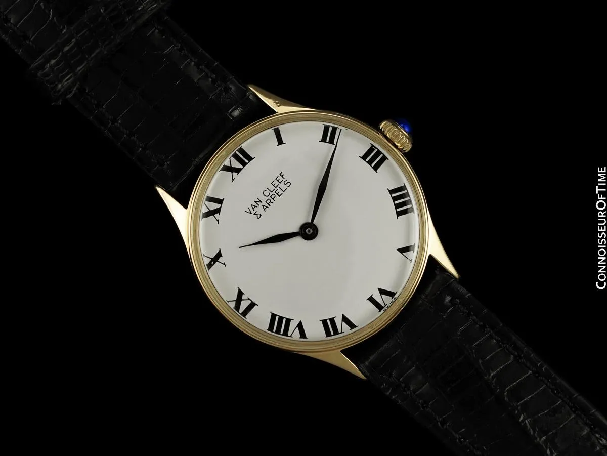 1960's Van Cleef & Arpels VCA Vintage Mens Midsize Unisex Dress Watch - 14K Gold