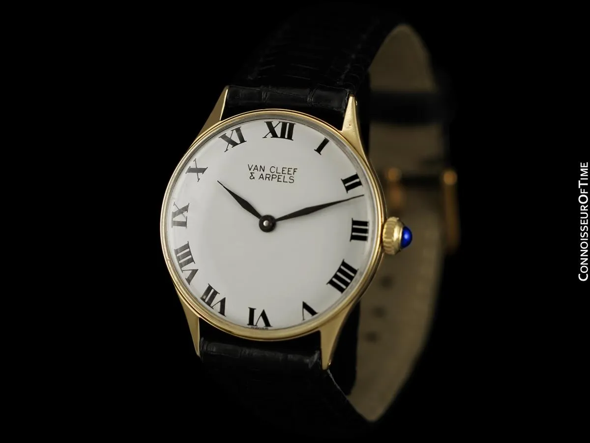 1960's Van Cleef & Arpels VCA Vintage Mens Midsize Unisex Dress Watch - 14K Gold