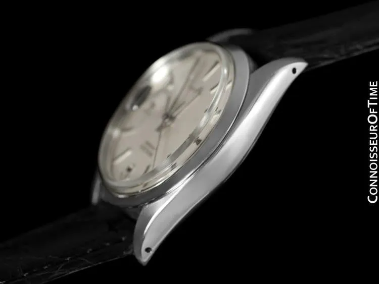 1964 Rolex Vintage Mens Oysterdate Date Watch, Silver Dial - Stainless Steel
