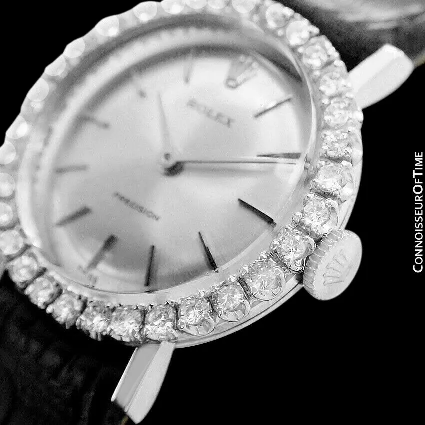 1970 Rolex Pre-Cellini Precision Vintage Ladies Watch, Ref. 2191 - 18K White Gold & Diamonds