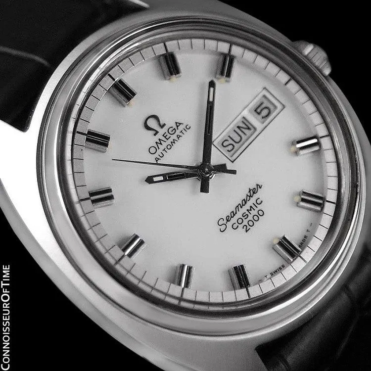 1970's Omega Seamaster Cosmic 2000 Vintage Mens Large Dive Watch, Automatic, Day Date - Stainless Steel