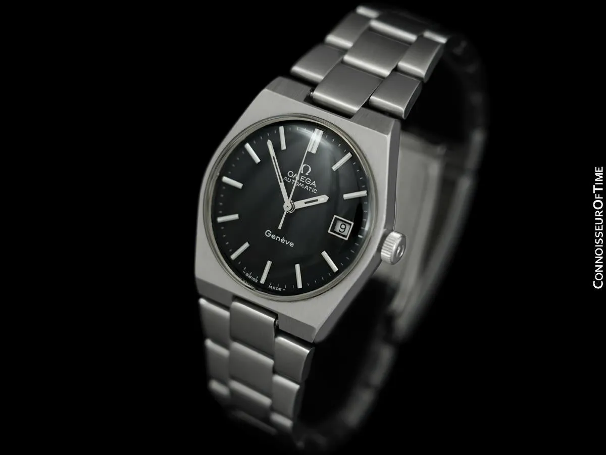 1971 Omega Geneve Vintage Mens Automatic Bracelet Watch, Quick-Setting Date - Stainless Steel