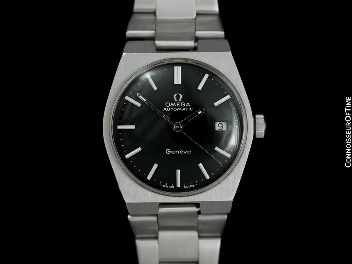 1971 Omega Geneve Vintage Mens Automatic Bracelet Watch, Quick-Setting Date - Stainless Steel