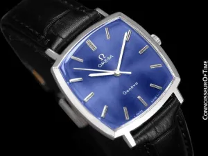 1971 Omega Geneve Vintage Mens Handwound Blue Dial Watch - Stainless Steel