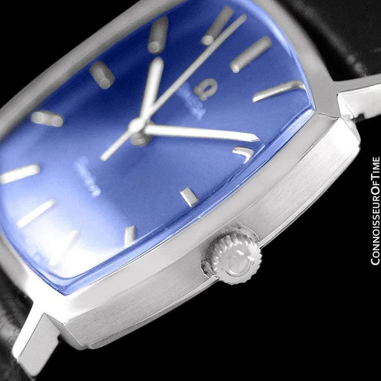 1971 Omega Geneve Vintage Mens Handwound Blue Dial Watch - Stainless Steel