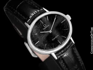 1973 Omega Geneve Vintage Ladies Handwound Beautiful Floral Dial Full Size Dress Watch - Stainless Steel
