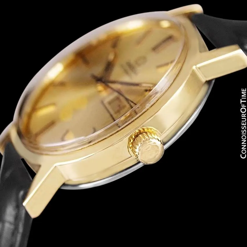 1974 Omega Geneve Vintage Automatic Day Date Mens Watch - 18K Gold Plated & Stainless Steel