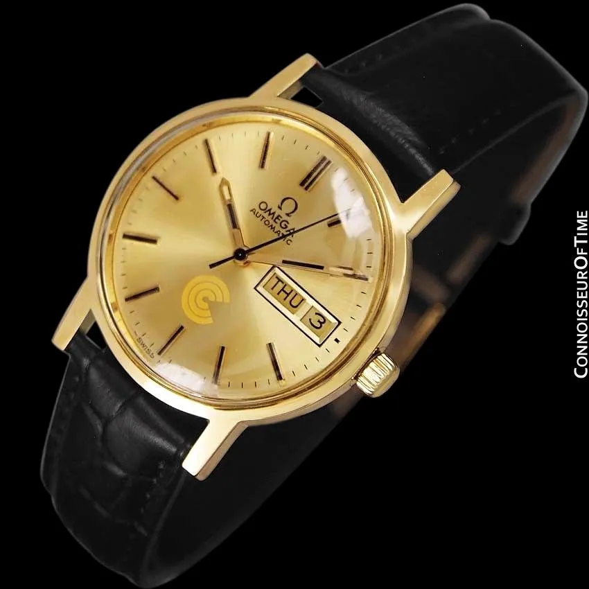 1974 Omega Geneve Vintage Automatic Day Date Mens Watch - 18K Gold Plated & Stainless Steel