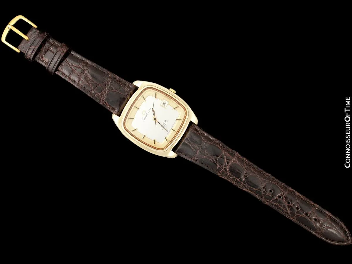 1975 Omega Constellation Large Vintage Mens Watch, Uncommon Model - 18K Gold Plated & Stainless Steel