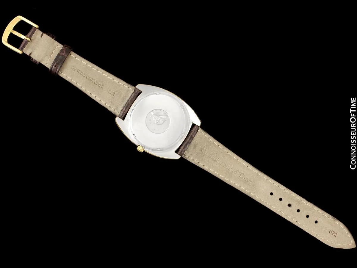 1975 Omega Constellation Large Vintage Mens Watch, Uncommon Model - 18K Gold Plated & Stainless Steel