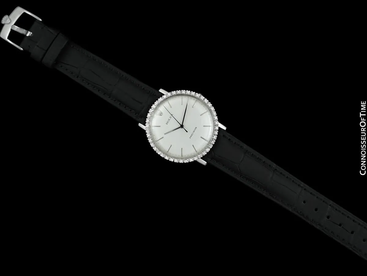 1975 Rolex Precision Vintage Mens Ref. 3411 Dress Watch - Stainless Steel & Diamonds