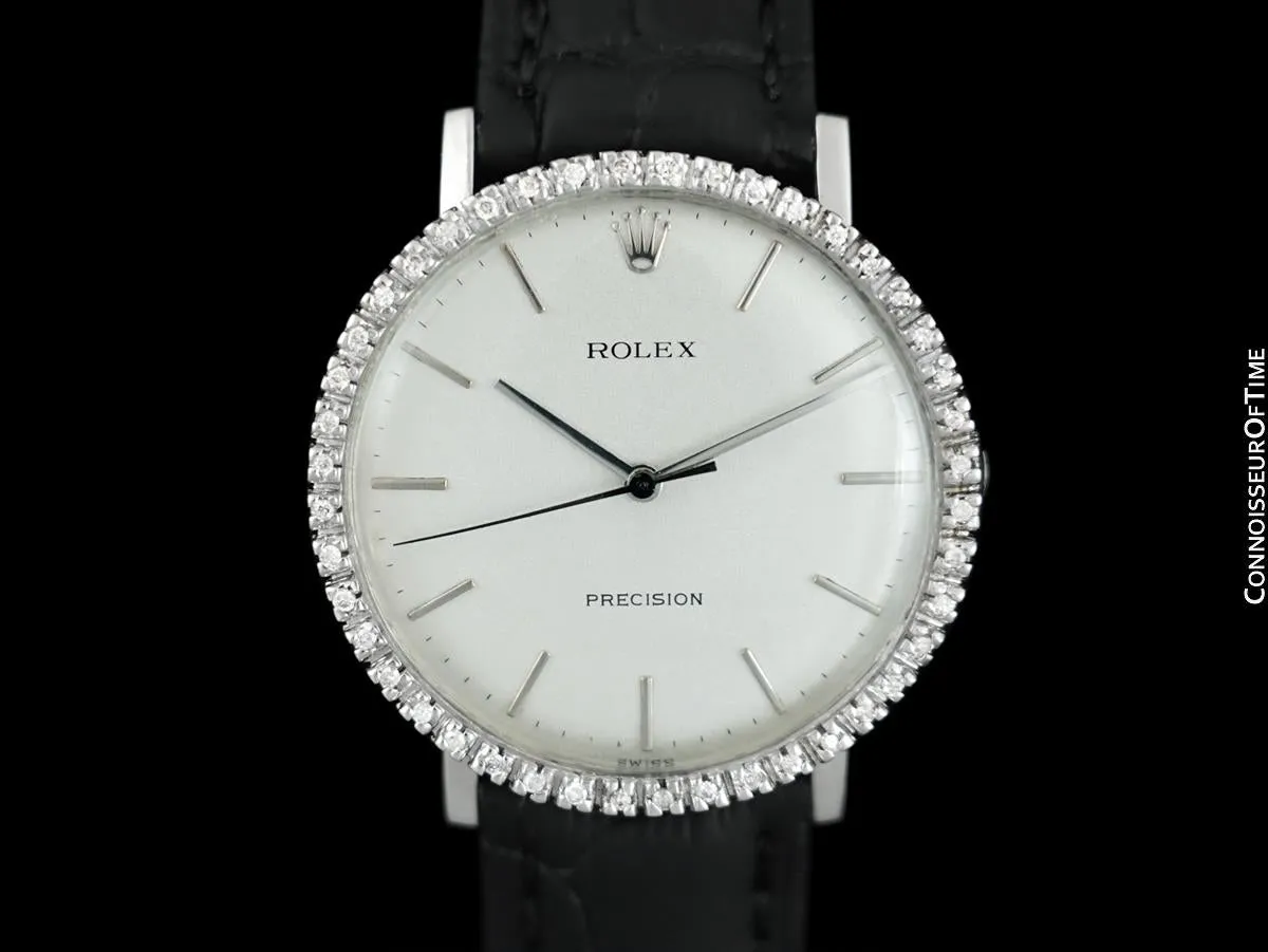 1975 Rolex Precision Vintage Mens Ref. 3411 Dress Watch - Stainless Steel & Diamonds