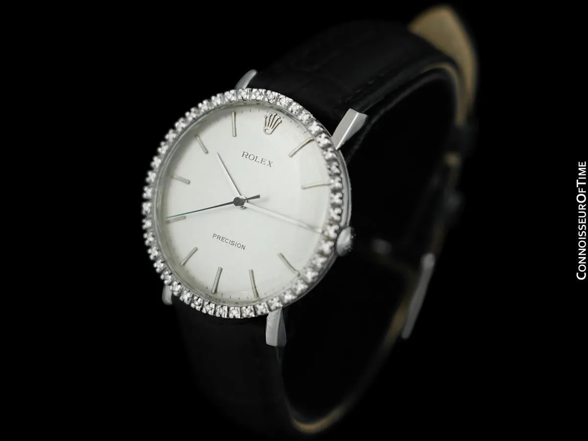 1975 Rolex Precision Vintage Mens Ref. 3411 Dress Watch - Stainless Steel & Diamonds