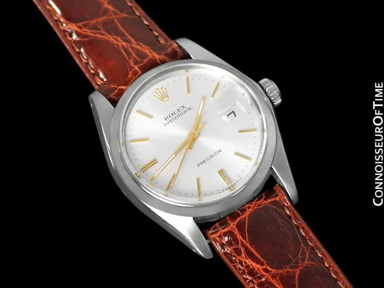 1977 Rolex Vintage Mens Oysterdate Date Watch, Silver Dial with 18K Gold Accents - Stainless Steel
