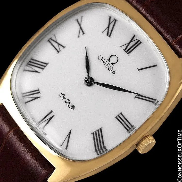 1978 Omega De Ville Vintage Mens Handwound Ultra Thin Dress Watch - 18K Gold Plated & Stainless Steel