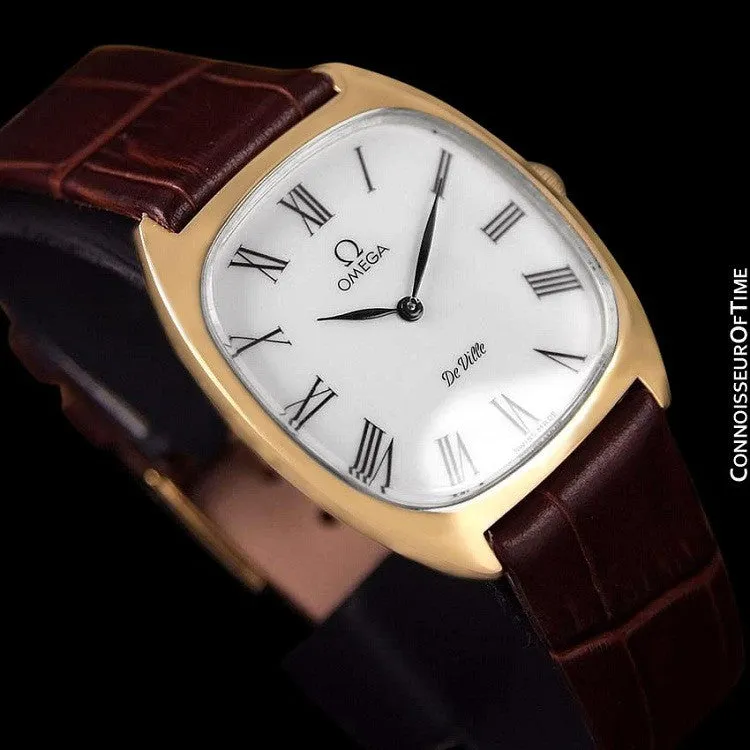 1978 Omega De Ville Vintage Mens Handwound Ultra Thin Dress Watch - 18K Gold Plated & Stainless Steel