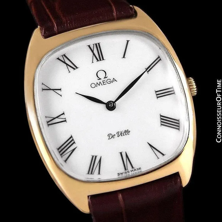 1978 Omega De Ville Vintage Mens Handwound Ultra Thin Dress Watch - 18K Gold Plated & Stainless Steel