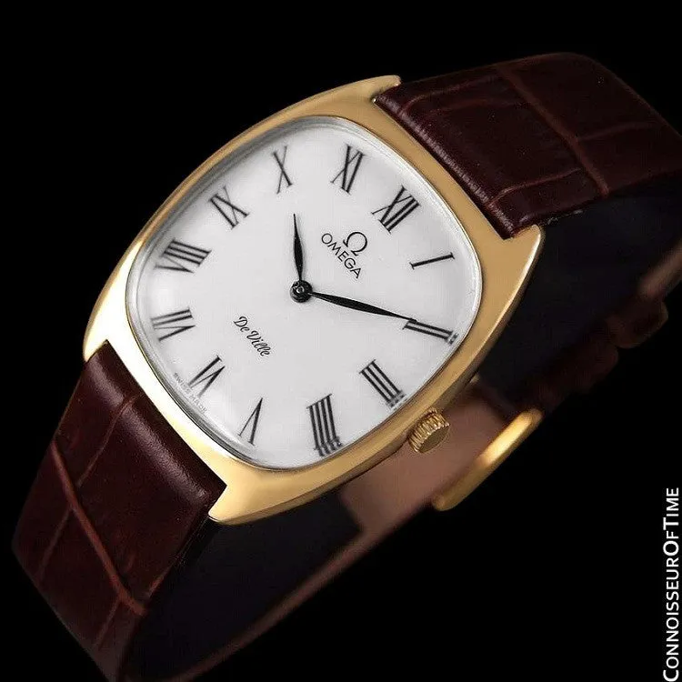 1978 Omega De Ville Vintage Mens Handwound Ultra Thin Dress Watch - 18K Gold Plated & Stainless Steel