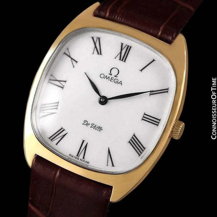 1978 Omega De Ville Vintage Mens Handwound Ultra Thin Dress Watch - 18K Gold Plated & Stainless Steel