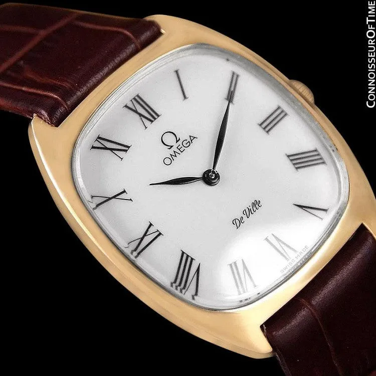 1978 Omega De Ville Vintage Mens Handwound Ultra Thin Dress Watch - 18K Gold Plated & Stainless Steel
