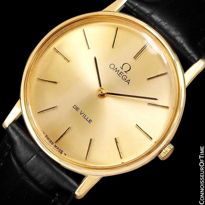 1980 Omega De Ville Vintage Mens Handwound Ultra Thin Dress Watch - 18K Gold Plated and Stainless Steel