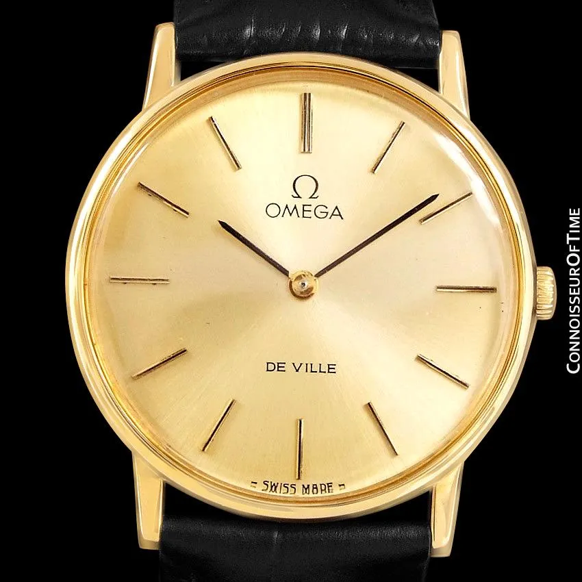 1980 Omega De Ville Vintage Mens Handwound Ultra Thin Dress Watch - 18K Gold Plated and Stainless Steel