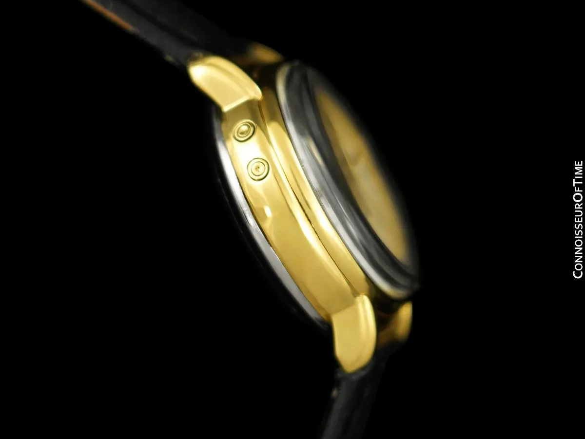 1985 Ed Heuer Mens Rare 125th Anniversary Ref. 188.505 Moon Phase "Golden Hours" Chronograph - 18K Gold Plated & Stainless Steel